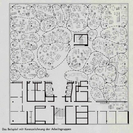 Quickborner’s plan for Osram’s Munich office, 1965