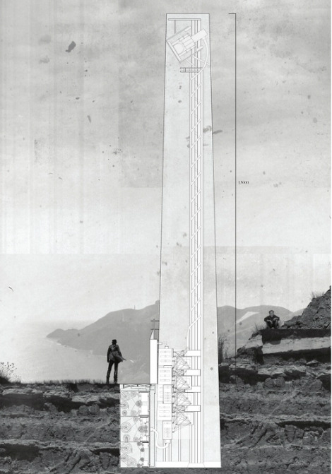 Projection tower for a proposed film archive by Henry Stephens, 2011.