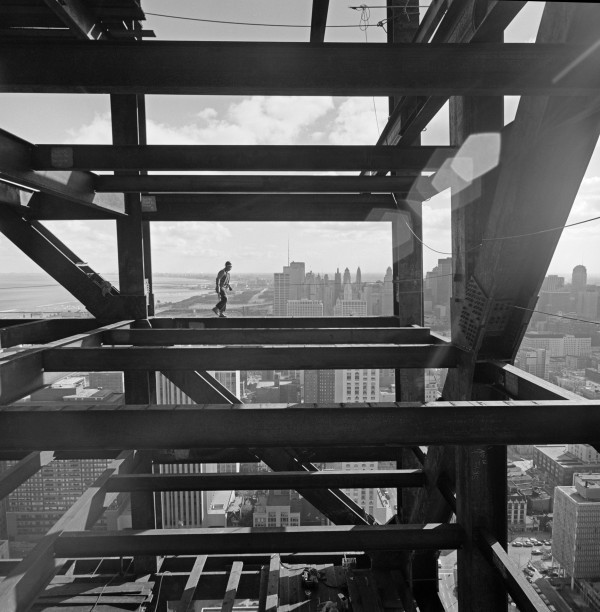 John Hancock Tower under construction photo by Ezra Stoller via Architizer 